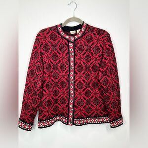 VTG L.L. Bean Merino Wool Fair Isle Decorative Button Up Cardigan Sweater S